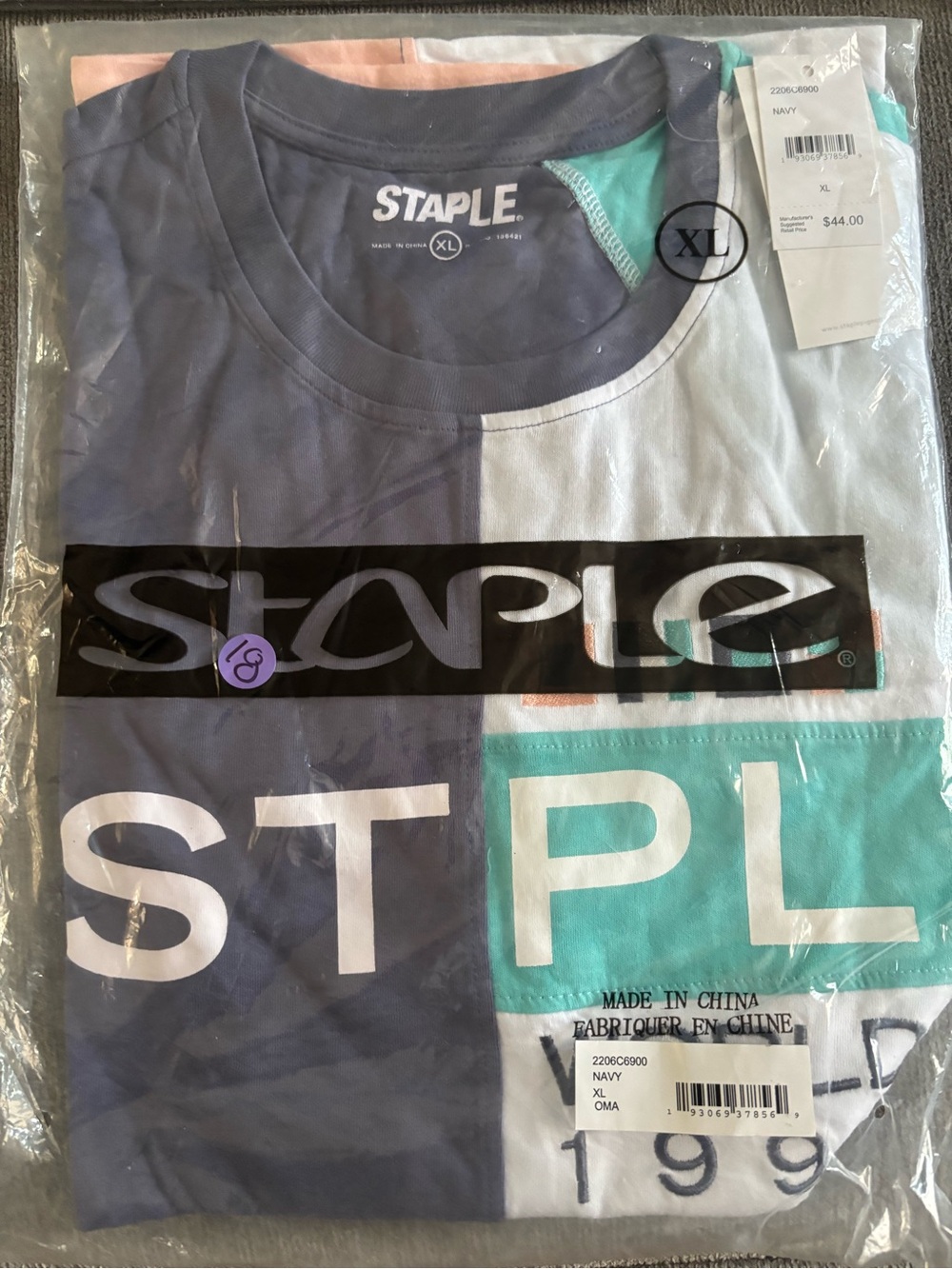 Staple Colorblock Tee in Navy, Teal & White